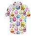 Happy Easter Shirts for Men Funny Letter Print Cute Bunny Easter Eggs Graphic Short Sleeve Button Down Hawaiian Shirt Easter Shirts for Men J, White