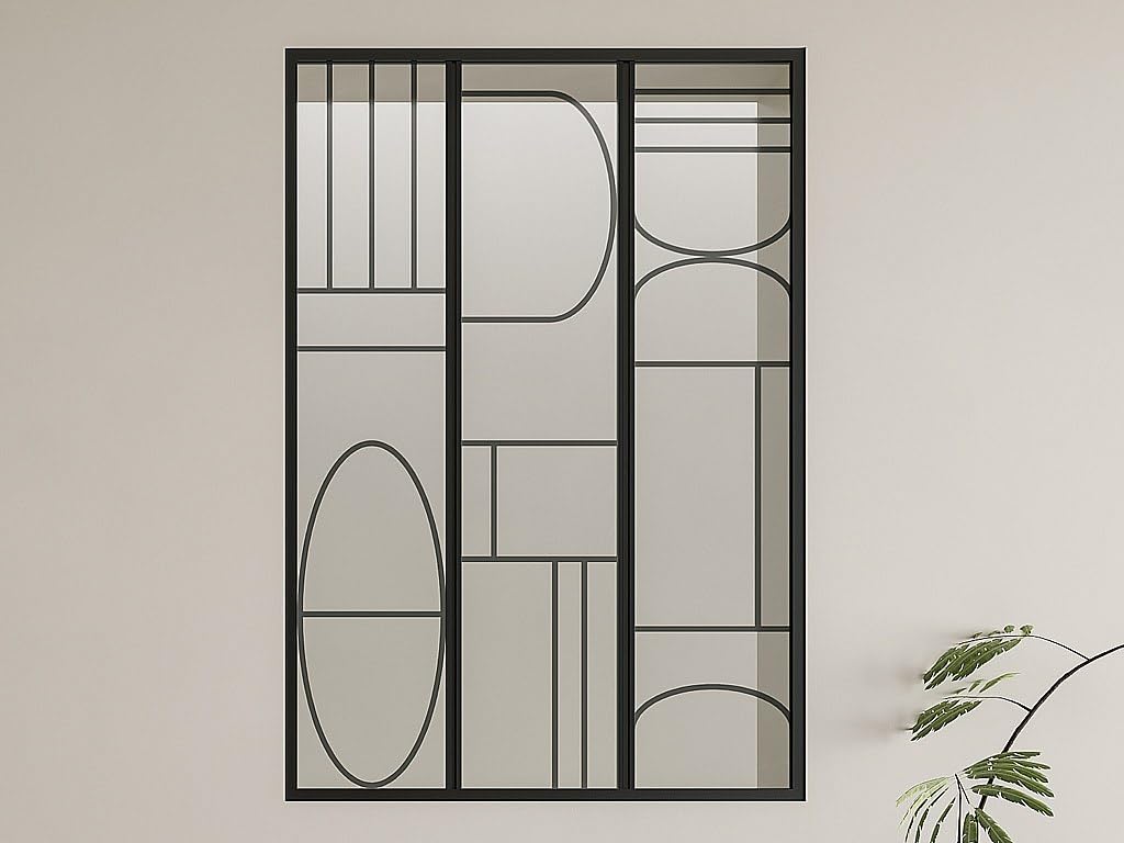 Vente-unique - Verriére Atelier en Aluminium thermolaqué Style Art déco Noir 90 x 130 cm (L x H) – COUBARTA