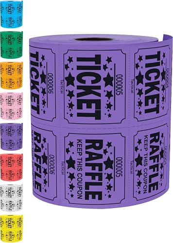 Tacticai 500 Raffle Tickets, Large 50/50 Double Roll, Purple