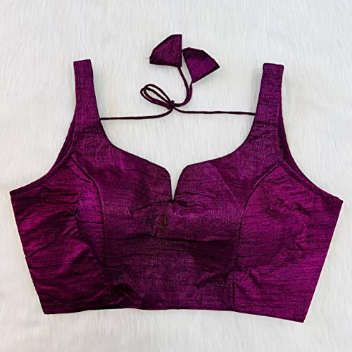 Image of Pujia Mills Women's Heavy Phantom Silk Bollywood Style Sleeveless Trendy Blouse(Veda)