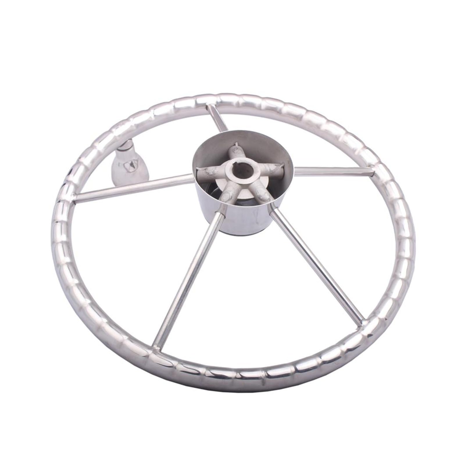 ZGYDNM Ship Steering Wheel Boat Accessories Marine 13.5 Inch 5 Spoke Stainless Steel Mirror Polished Marine Boat Yacht Steering Wheel with Control Knob Comfortable
