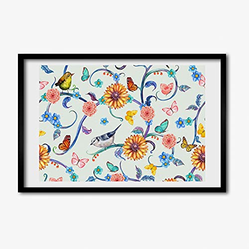 Cadre de peinture moderne fleurs et oiseaux Tulup 60x40 pour habiller un mur
