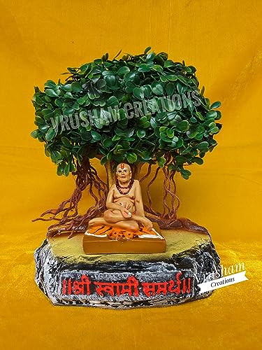 Resin - Shri Swami Samarth Murti With Tree - 8 Inch (Multicolor)