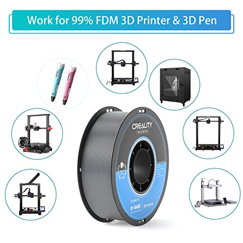 Creality Pla Filament 1.75Mm Gray, 1.75 Pla 3D Printer Filament, Less Bubbles No Odor, High Toughness Print Pla Filament Basf For Most Fdm 3D Printer, Dimensional Accuracy +/- 0.03 Mm, 1Kg Spool #TOP3