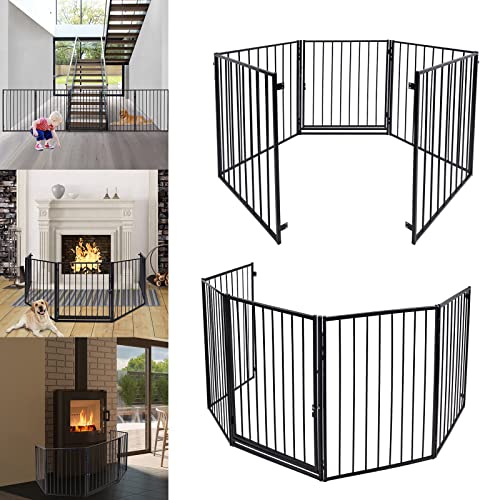UISEBRT Cancelletto di Sicurezza per Bambini 305 cm - Griglia di protezione per camino Barriera di sicurezza per camino pieghevole, Nero