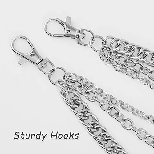 Jeans Chains Wallet Chain Pants Chain, Silver Pocket Chain Skull Chains Hip Hop Rock Chains Punk Gothic Metal Belt Chain Biker Trouser Chain Accessory Jewelry Gift for Men/Women - Thumbnail 3