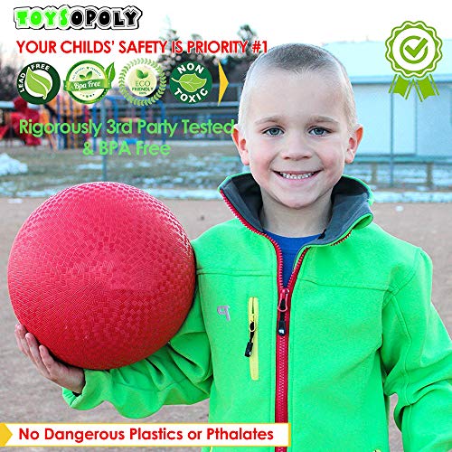 Playground Balls 10 Inch (4 Colors) Best Bouncy Dodge Ball, Handball, Kickball Four Square For Boys Girls Adults. Exercise Yoga Balls Workout Therapy Fitness Pilates Balance + Pump (Pack Of 4) #TOP2