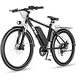 【750W Peak Motor】The 26 inch electric mountain bikes for adults is equipped with a 750W peak motor, shock absorb suspension fork and sturdy KMC chainto of 21 speed full transmission system to reduce vibration on steep slopes 、 bumpy road and handle c...