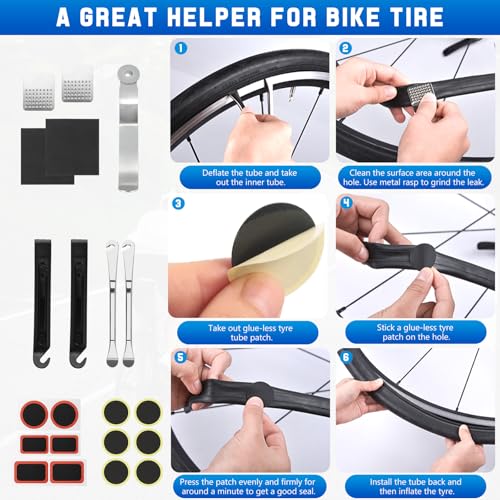 Ninonly 38PCS Kit de Reparación de Bicicletas Kit de Reparación de Bicicletas con 120 PSI Mini Bomba y 16 en 1 Multiherramienta para Camping Viajes Esenciales Bolsa de Herramientas - imagen 5