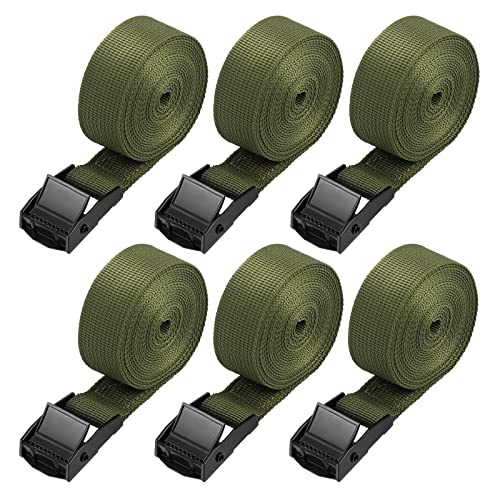 Hejo Sangle Porte-Velo, 6 PCS 2.5m Sangle Cliquet avec Boucles à Came Alliage Antirouille Réglable à Dégagement Rapide Sangle Arrimage pour Transport de...
