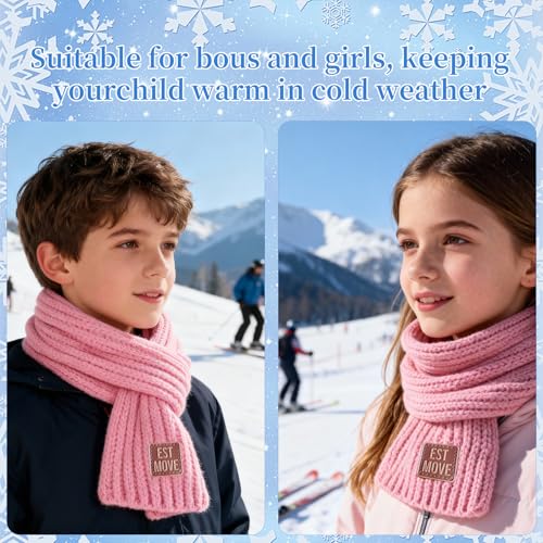 Loop Schal Kinder Jungen,Winterschal Halswärmer Halstuch Kinder Schal Winter Strickschal,Schlauchschal Baby schal,Weicher Schön Schals Winter-Schal für Mädchen Und Jungen Outdoor/Radfahren (Rose)