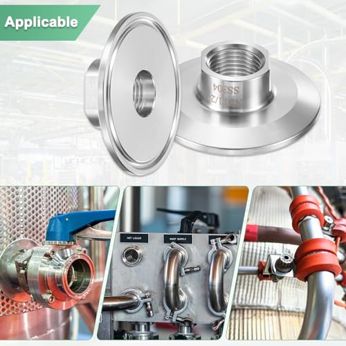 M METERXITY 1Pcs Tri Sanitary 2 Zoll Klemmfitting Zu 1/2 Zoll NTP Gewinde Weiblich Edelstahl Rohrverbinder Für Lebensmittel/Getränke/Hausbrau Adapter Anschlussstück, Bund Außendurchmesser 64mm