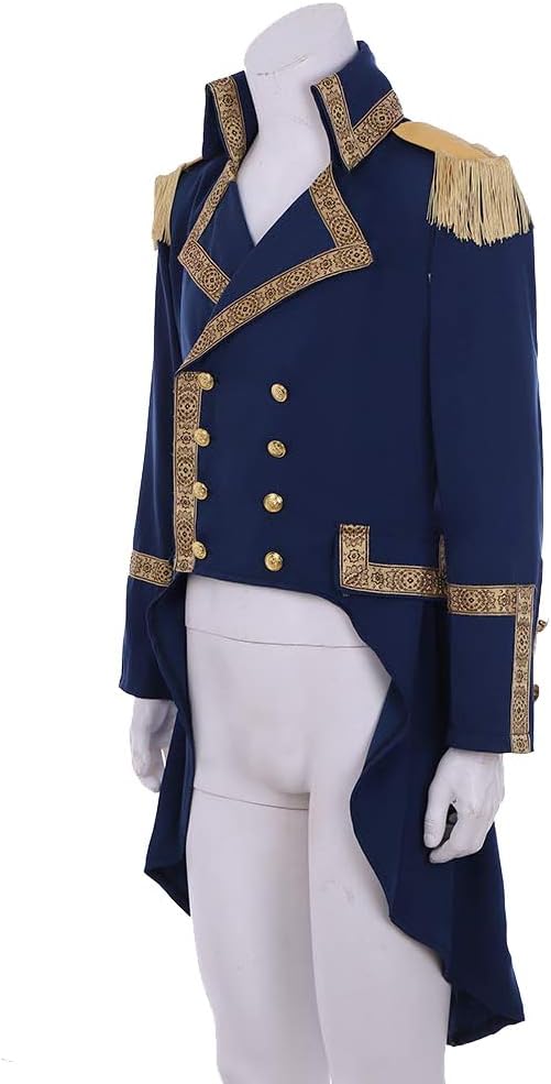 Men's Blue Colonial Musical Hamilton Military Tailcoat Victorian Coat Medieval Tuxedo Renaissance Regency Jacket