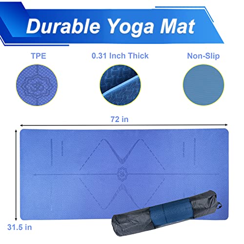 Yoga Starter Kit 12 In 1, Yoga Mat With Carrying Bag, Foam Roller, Muscle Roller Stick, 4 Resistance Bands, Yoga Blocks 2 Pack, Grip Socks 2 Pairs, Massage Ball, Yoga Kit And Set For Beginners, Women #TOP1