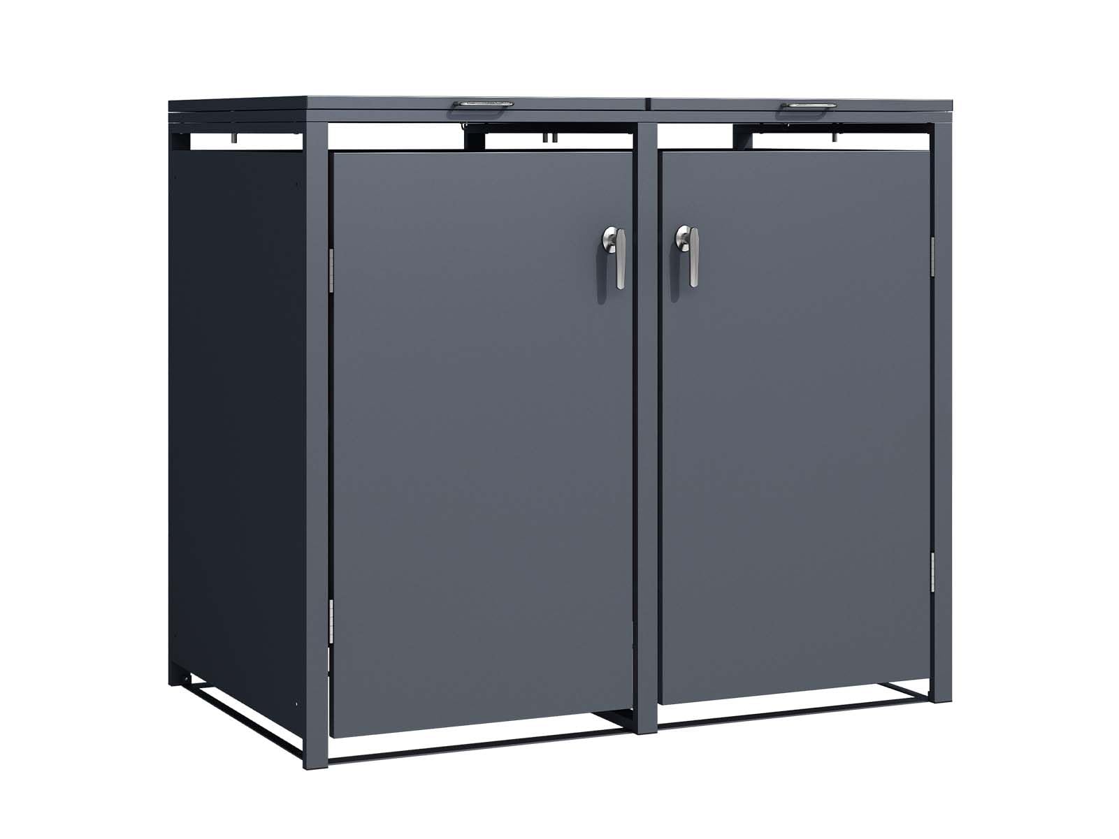 SCHARTEC® Mülltonnenbox 2er in anthrazit Einhandbedienung & erweiterbar 240l Mülltonnenverkleidung Mülltonnen Sichtschutz Unterstand