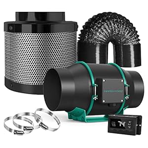 MARS HYDRO 6 Inch Inline Fan Kit with Temp Controller, 402CFM Inline Fan and Carbon Filter Combo, with 25 Feet of…