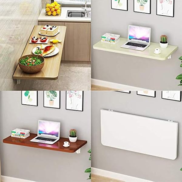 Wandgemonteerde tafelvouw, houten werkbank Ruimtebesparend uitklapbaar bureau Eenvoudig zwevend laptopbureau Ruimtebesparende hangtafel 2 stuks lange ontgrendelingsarm (4 80x50cm) (2 120x40cm)