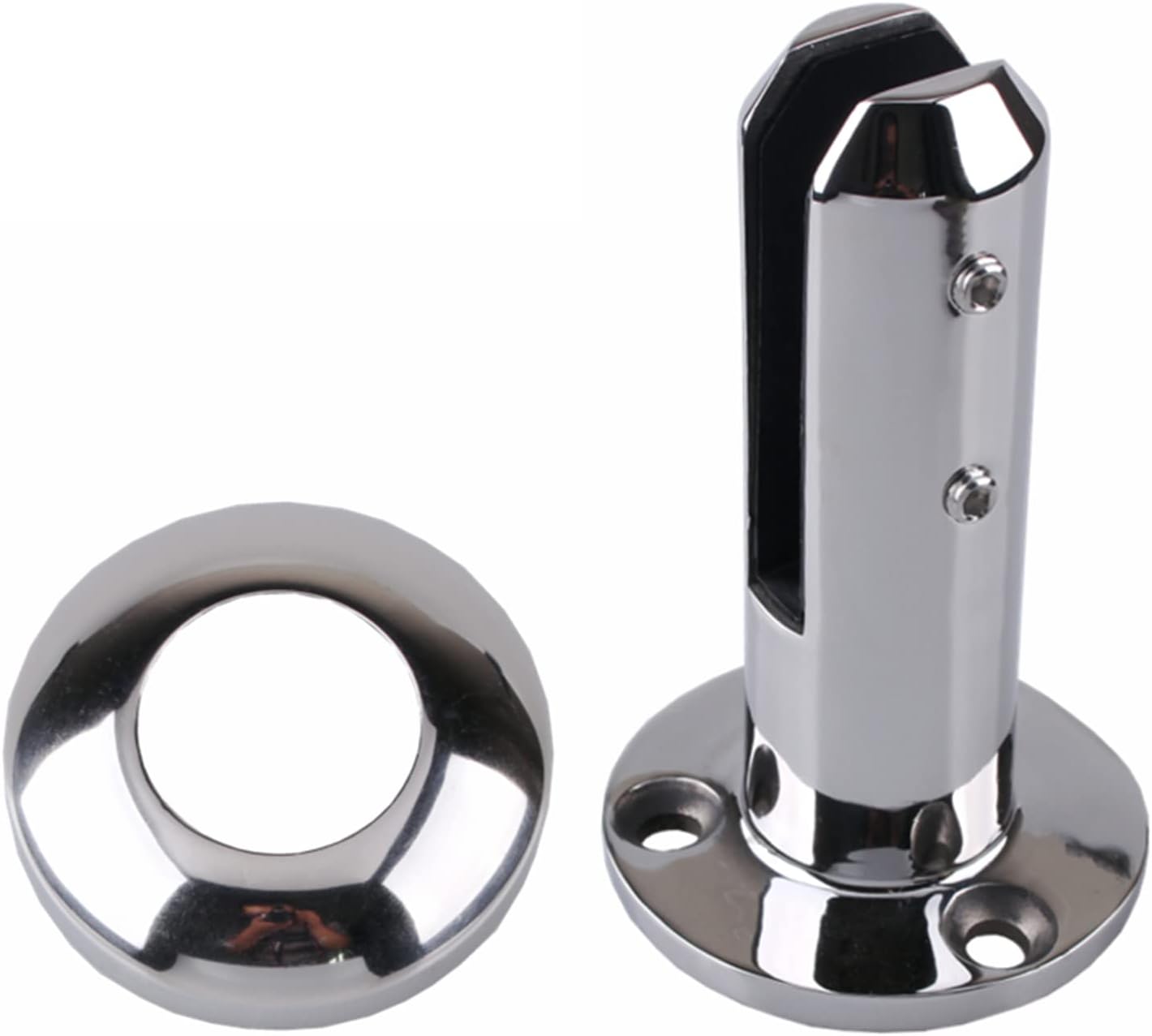 Glass Clamps Adjustable Glass Bracket, Glass Clamp Pool Fence Clamp Home Garden Stairs Balustrade Railing Balcony Glass Floor Clamp with Expansion Bolt,Polished,1PCS