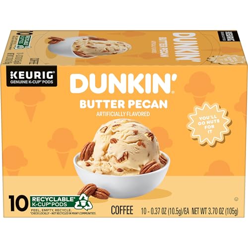 Dunkin’ Butter Pecan Artificially Flavored Coffee, Keurig K-Cup Pods, 10
