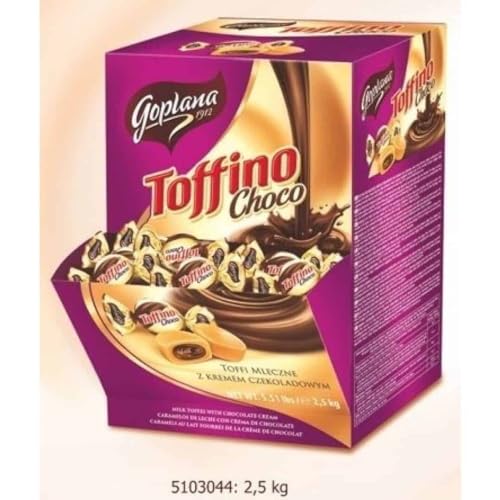 Caramelo Blandito Masticable toffes Toffino Goplana estuche 2,5 kilos con crema liquida (Chocolate)