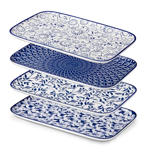 RESISTENTI E FACILI DA PULIRE - Progettati per durare. Realizzati in porcellana di qualità, resistenti al calore e all'usura. Questa elegante collezione blu e bianco offre non solo qualità superiore, ma è anche pratica: lavabile in lavastoviglie e adatta al microonde per una manutenzione senza pensieri.