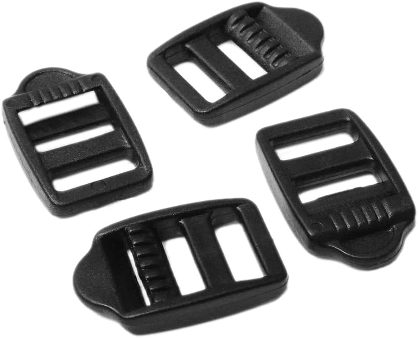 CooBigo 25 Pack 1/2"(12mm) Webbing Plastic Ladder Lock Buckle Black for Backpack Straps #FLC490-12B