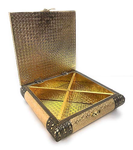 Image of RIOMAX Decorative Empty Dry Fruit Box (4 Section Box) (Golden Rajwadi)