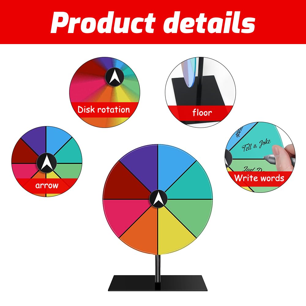 Roue De La Fortune 20 Cm à Personnaliser – Réinscriptible, Avec Marqueurs Et Support Amovible Pour Fêtes Et Promos