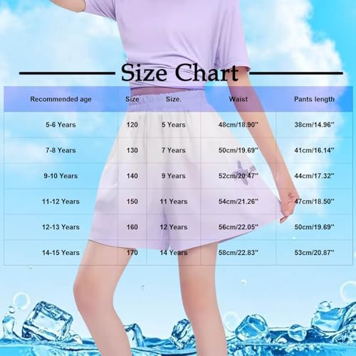 Girls Ice Silk Gradient Wide Leg Shorts Casual Kids Elastic Waist Loose Summer Running Shorts with Pockets for 5-15 Years3