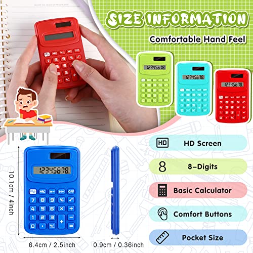 LEIFIDE 24 Pack Pocket Calculator Small Bulk Basic 4 Function Calculator 8 Digit Display Battery Powered for Desktop Home Office School Student Kids(Classic Colors) の商品画像 2