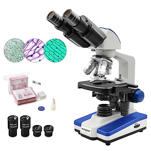 40X-2500X Led Compound Binocular Microscopes, Laboratory Microscope With Wf10X And Wf25X Eyepieces, Dual Layer Mechanical Stage, Blank Slides, Cover Slips, Students And Adults Use #TOP19
