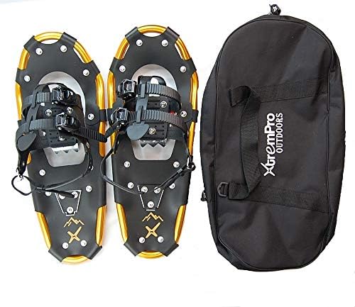 Xtrempro Snowshoes Snow Terrain Lightweight Ergonomic Design Lightweight Aluminum Alloy with 13 Point Crampons 120/160/210/300 lbs. Capacity- 21"/25"/30”/36" (Gold, 30)