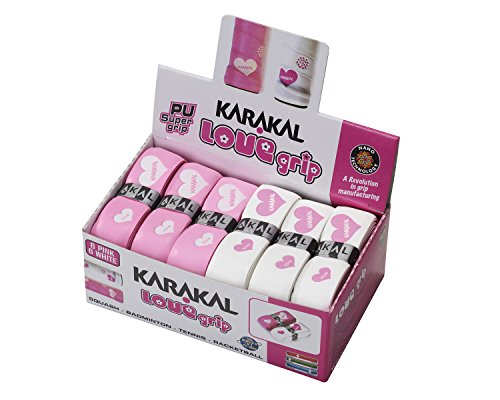 KARAKAL グリップ 全ラケットスポーツ対応 PU SUPER LOVE 12個1セット KA 681 ピンク 白