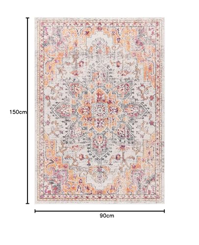 Safavieh Boho Rug for Living Room Dining Room, Bedroom - Madison Collection, Short Pile, in Beige and Orange, 91 X 152 cm - Image 2