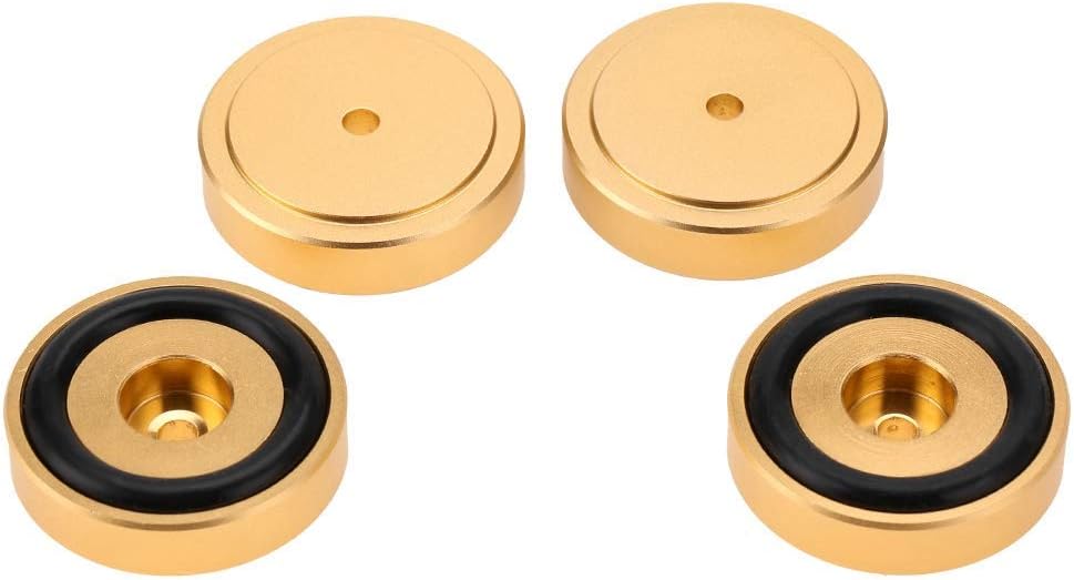 4Pcs Anti Vibration Amplifier Feet, 40 * 10mm Aluminium Alloy Universal Copper Speaker Spikes Pads Base Pad Isolation Sand Blasting Amplifier Pads Feet.(Gold)