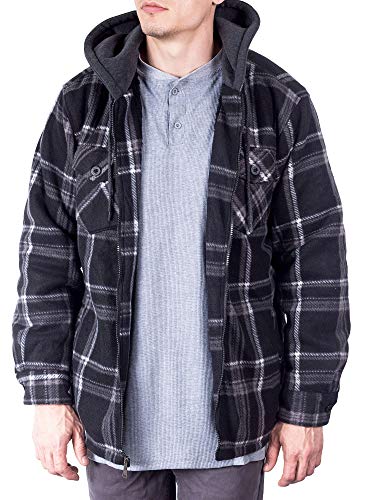 Visive Lined Flannel Sherpa Jacket for Men Thick Fleece Heavy Zip up Hoodies Big and Tall Plaid Quilted Mens Flannel Jackets4