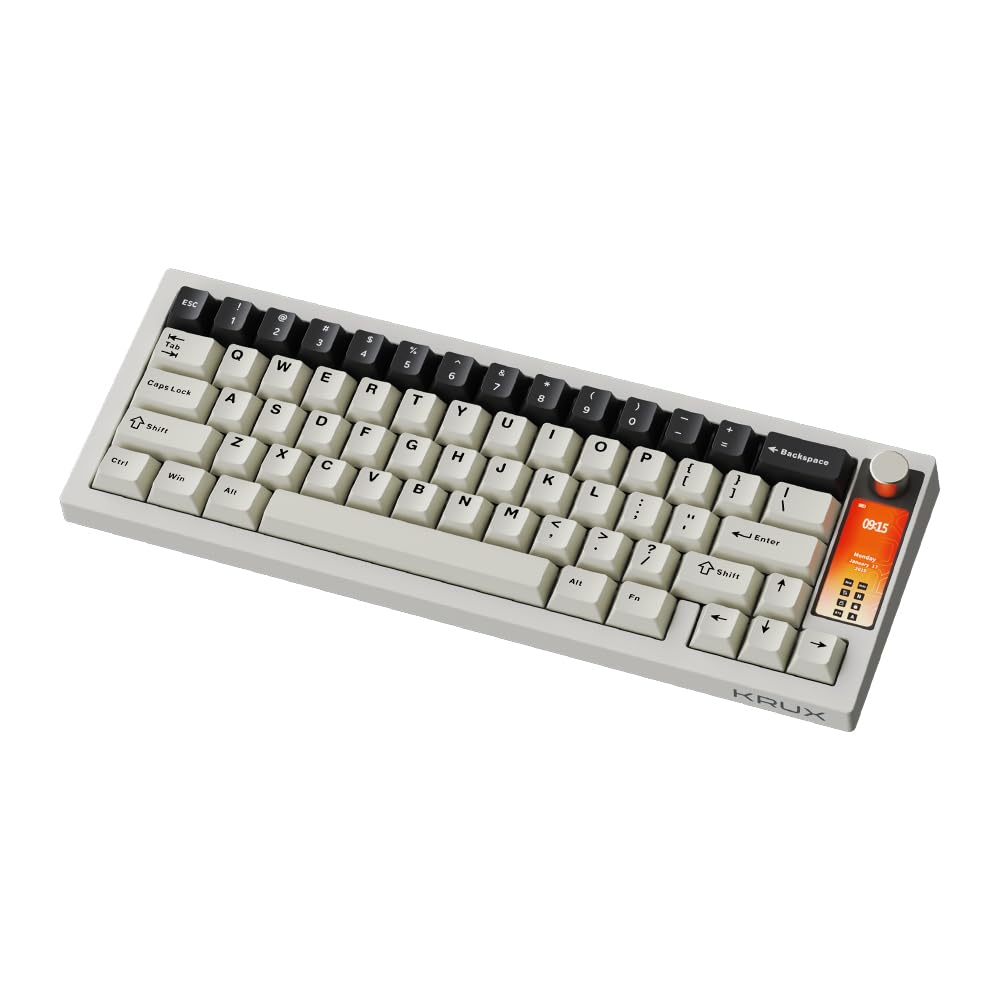 KRUX Drox, mechaniczna klawiatura dla graczy, kompaktowa klawiatura w rozmiarze 65%, wielofunkcyjny ekran, liniowe przełączniki KRUX Violet, podświetlenie RGB, hot-swap, oprogramowanie web-owe