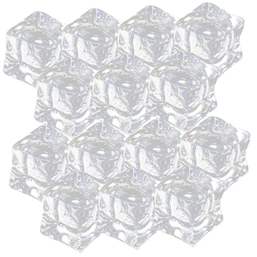 DECOMELODY 60 piezas Cubitos de Hielo Artificiales Cuadrados Simulación Realista Decorativos para Fotografía Vajilla y Ambientación Hogar Tienda y Restaurante