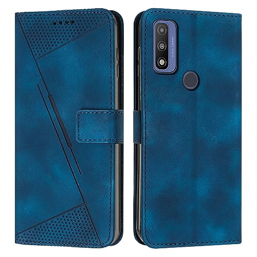 Coque Motorola Moto G Pure anti-chute rabat bleu et dragonne de poignet