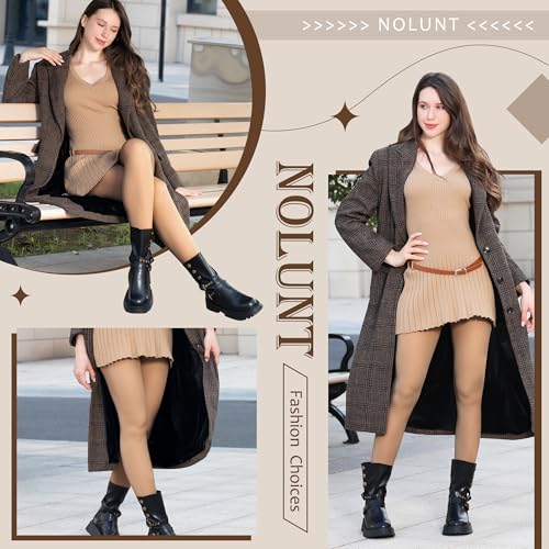 Image of Fleece Lined Tights Women, Sheer Thermal Tights in Winter