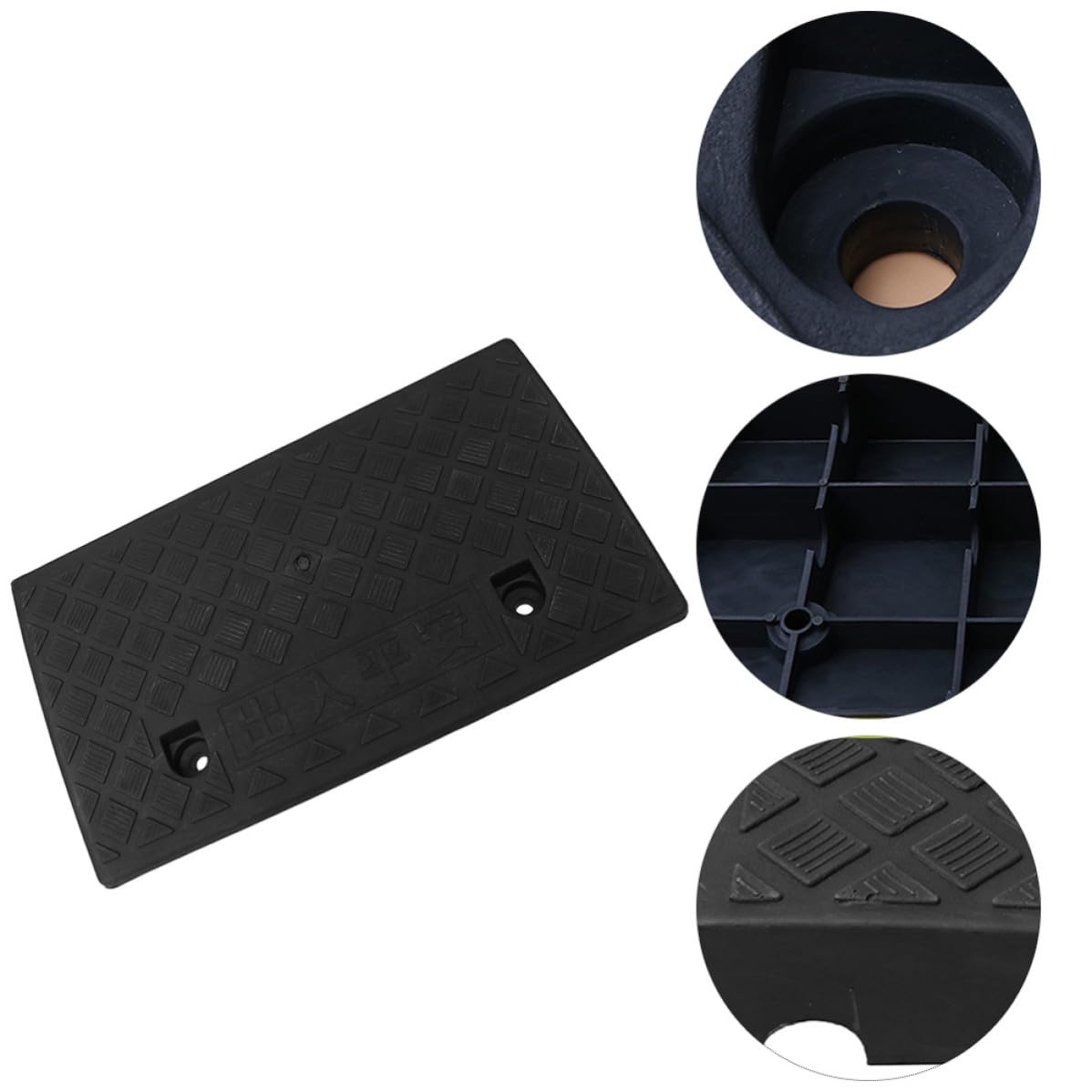 Rampa para Silla de Ruedas de Plástico Negro, Resistente al Desgaste y Absorbente de Impactos, Adecuado para Bordillos y Rampas de Cobertizo