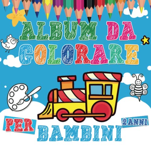 album da colorare per bambini 2 anni: Un libro di colorazione con oltre 50 immagini da colorare e disegnare, appositamente concepito per migliorare le abilità motorie e l'espressione artistica.