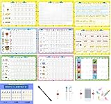 ひらがな みぞなぞり 習字ボード 漢字 カタカナ 数字 アルファベット 1年生漢字 対応 繰り返し練習ボード 知育玩具 書き順付練習シート ドリル 子育て おしゃべりペン付き 58枚セット（男の子用）