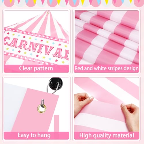 Image of Fanfanwin 4 Pcs Carnival Circus Tent Decorations Carnival Entryway Door Party Decor Awning Hanging Banner Aisle Runners Supply for Circus Theme Birthday Celebration(Exquisite)