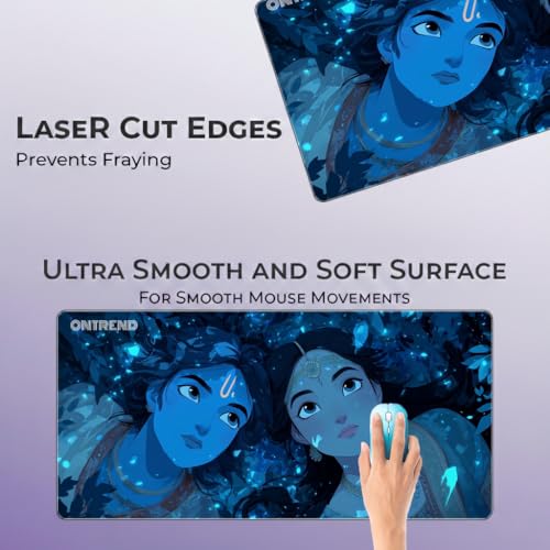 Image of ON TREND Extended Gaming Mouse Pad, Large Desk Mat with Non-Slip Rubber Base, Smooth Control Surface, 23 x 11 Inch (Radhe-Krishna)