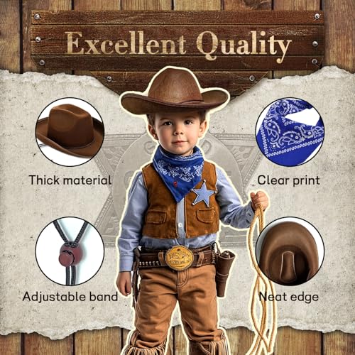 image for SeptCity Toddler Cowboy Hat and Blue Bandana for Age 2-5, Baby Infant 