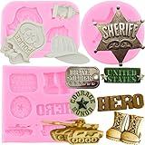 Mujiang Soldier Hero Army Tank Silicone Mold Fireman Hat Badge Fondant Mold For Cake Decorating Gum Paste Candy Chocolate Set Of 3