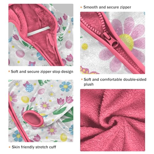 OTVEE Spring Easter Flowers Eggs Kids Hoodie Jacket Fall Spring Full Zip Warm Outwear Coat3