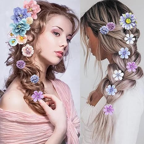21 Piezas Pinzas de Pelo Florales de Seda para Mujer miniatura 3