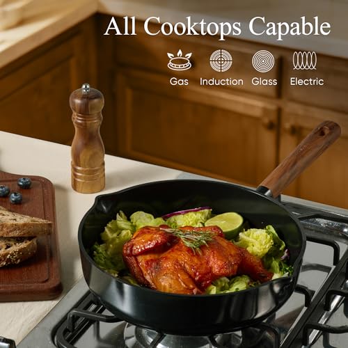 Image of CAROTE ceramic cookware set,nonstick pots and pans，14PCS Non Toxic Healthy Non Stick Kitchen Cooking Pots and Frying Pans Set, PFAS PTFE Free